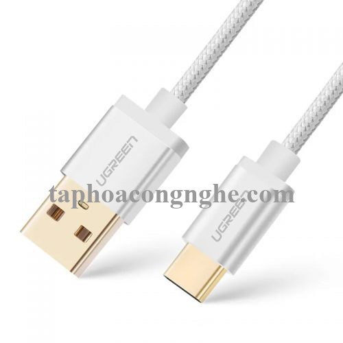 Ugreen 20811 0.5M màu Trắng Dây USB 2.0 sang Type-C đầu nhôm dây bọc vinyl US174 30020811